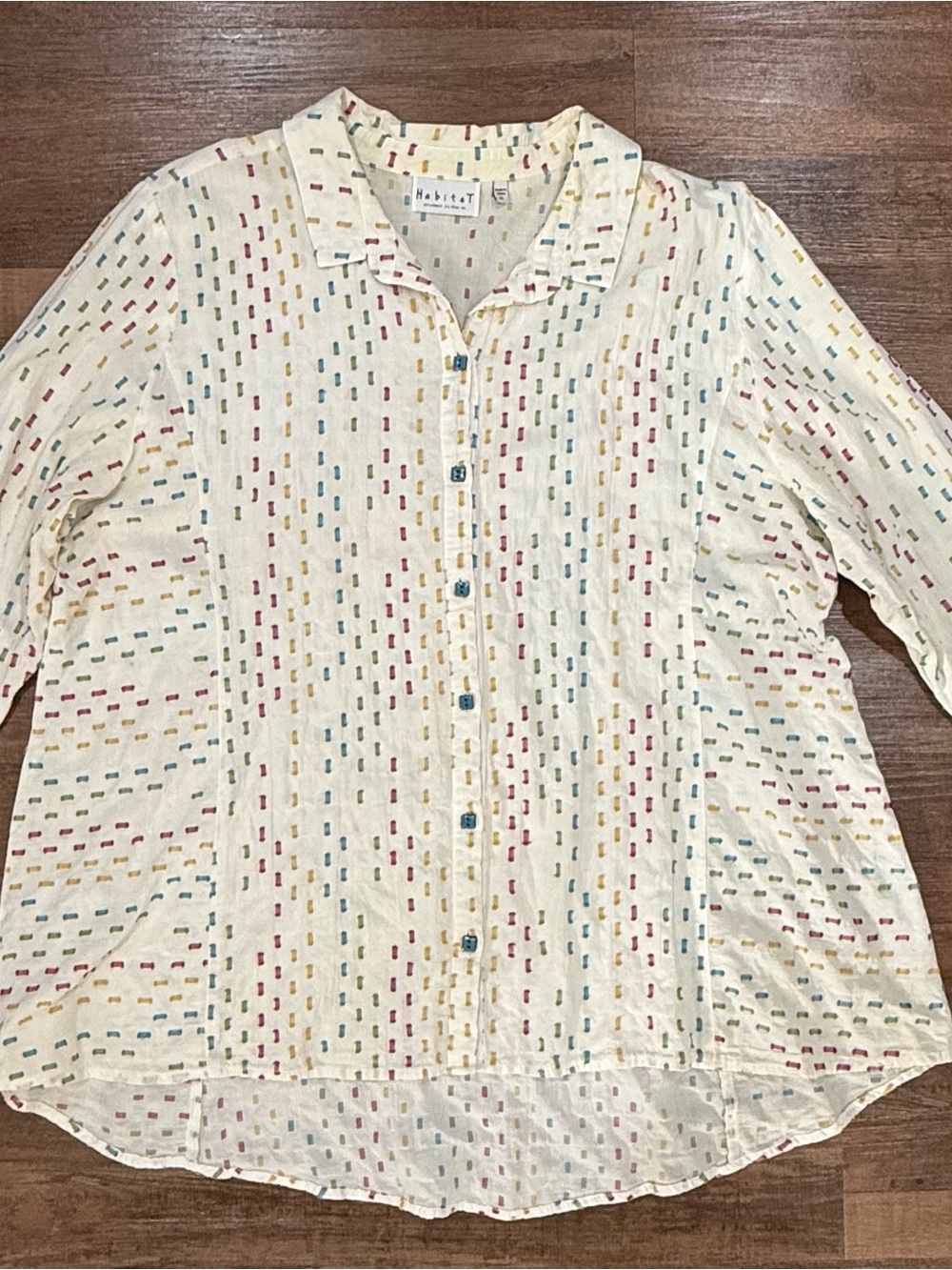 Habitat Clothes to Live In XL White Multicolor Embroidered Tunic Blouse